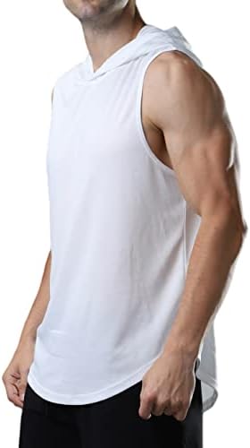 ROGUDUA erkek Kapşonlu Tank Top Hızlı Kuru Kas spor gömlekler Egzersiz kolsuz kapüşonlu üst