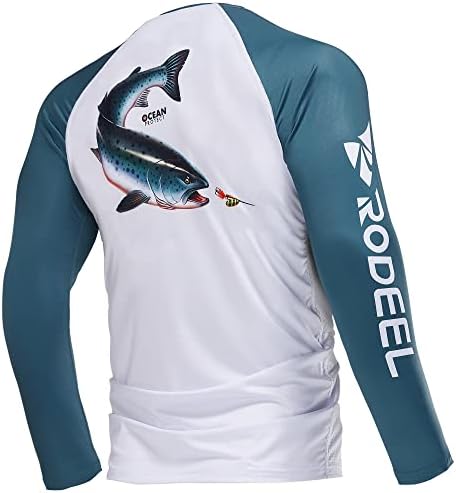 Rodeel Marlin Premium Balıkçılık Gömlek + 50 UPF Güneş Koruma Nefes Uzun Kollu Gömlek Erkekler için