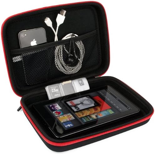 VanGoddy Harlin Kırmızı Siyah Sert Kabuk Taşıma Çantası için Barnes ve Asil Nook GlowLight Artı, Samsung Galaxy Tab