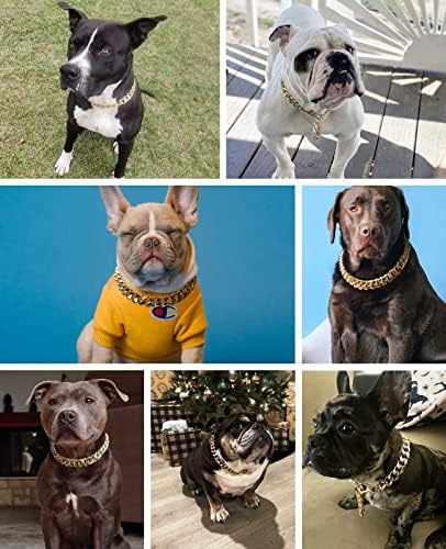 Küba bağlantı köpek yaka-3/4 inç geniş ışık Metal altın zincir köpek kolye, sevimli moda takı aksesuarları için köpek,