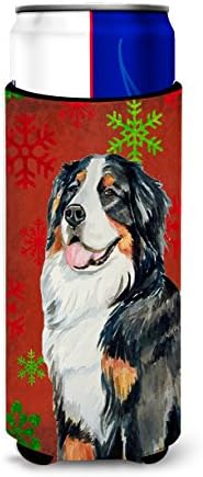 Caroline'ın Hazineleri LH9334MUK Bernese Dağ Köpeği Kırmızı Yeşil Kar Taneleri Tatil Noel İnce kutular için Ultra