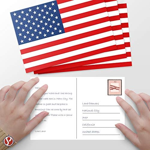 4x6 Boş ABD posta kartı, Vatansever Amerikan Bayrağı Kartpostallar, 4 Temmuz-Zarf Gerekmez / 80lb (216gsm) beyaz Kart