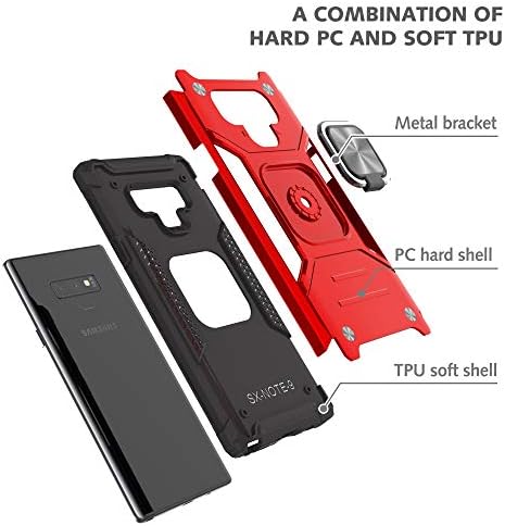 YmhxcY Galaxy Note 9 Kılıf, 3D Kavisli Ekran Koruyuculu Samsung Note 9 Kılıf[2'li Paket], Döner Tutuculu Zırh Sınıfı