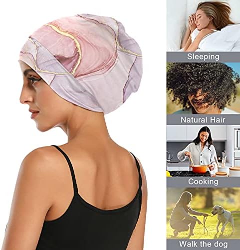 Kafatası Kap Uyku Kap Çalışma Şapka Bonnet Beanies Kadınlar için Soyut Çiçek Mermer Çizgili Gül Uyku Kap Çalışma Şapka