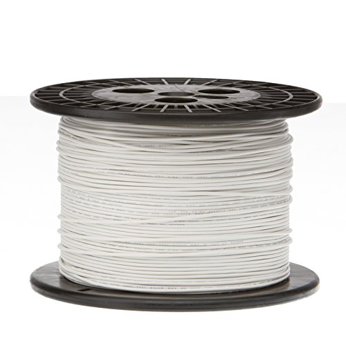 20 AWG Ölçer Telli Bağlantı Kablosu, 1000 ft Uzunluk, Beyaz, 0,0320 Çap, UL1015, 600 Volt