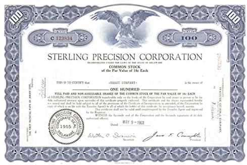 Sterling Precision Corporation-Hisse Senedi Sertifikası