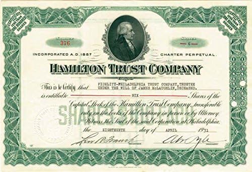 Hamilton Güven A. Ş. - Stok Sertifikası