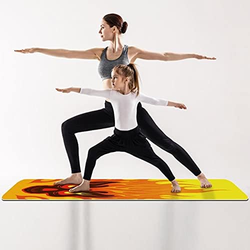 Kalın Kaymaz Egzersiz ve Fitness 1/4 yoga mat Yanan Yangın Kafatası Sarı Turuncu Baskı Yoga Pilates ve Zemin Fitness