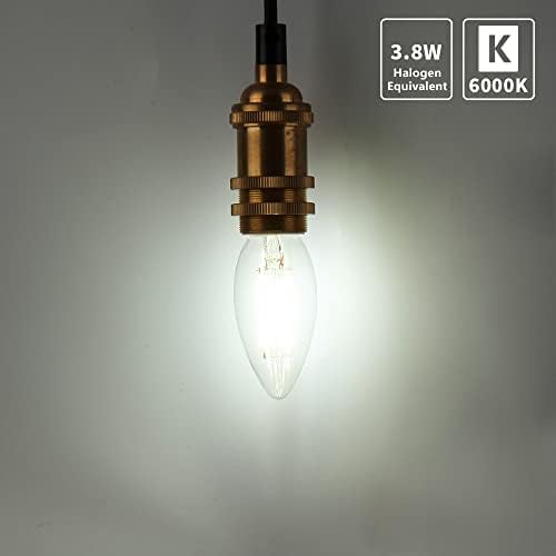 ELİNKUME E14 LED Ampul,E14 Sivri Filament LED Lamba, 3.8 W,110V, 40W Akkor Lamba E14 Ampul Eşdeğeri,470LM Soğuk Beyaz