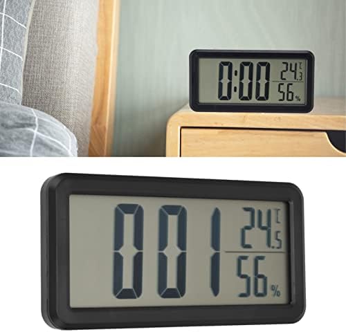 NİKOU dijital alarmlı saat Saat, Taşınabilir Siyah Sıcaklık Nem LCD Dijital Elektronik Saat Yurt Masaüstü
