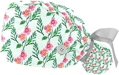 2 Adet Çiçek yeşil çiçek elastik bandaj kravat geri şapka kadınlar ve Erkekler için