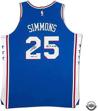 Ben Simmons İmzalı ve Yazılı “18/19 All-Star” Philadelphia 76ers Nike Authentic Icon Edition Forması - Üst Güverte