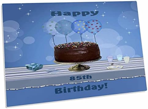 Çikolatalı Kek ve Mavi ile 3dRose 85. Doğum Günü Partisi. - Masa Pedi Yer Paspasları (dpd-123971-1)