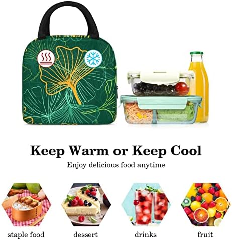 Gıngkgo Desen Boya Öğle Yemeği Çantası Yalıtımlı yemek kabı Piknik Çantası Açık Okul Seyahat Gıda Konteyner Soğutucu