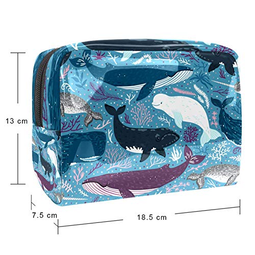Sevimli Arka Beluga Balinaları PVC Makyaj Çantası kozmetik düzenleyici Çok Fonksiyonlu Seyahat Makyaj Çantaları Su