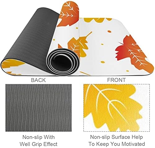 Siebzeh Suluboya Sarı Sonbahar Akçaağaç Yaprakları Desen Premium Kalın Yoga Mat Çevre Dostu Kauçuk Sağlık ve Fitness