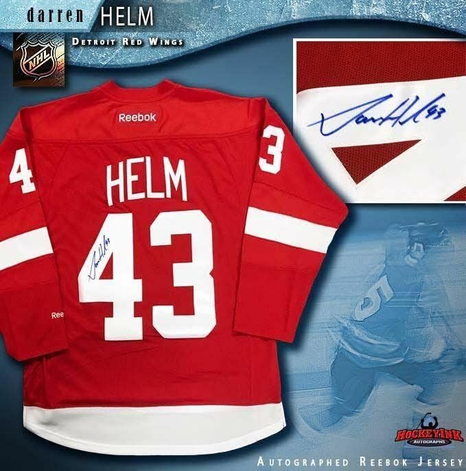 Darren Helm imzalı Detroit Red Wings Kırmızı Reebok Forması-İmzalı NHL Formaları