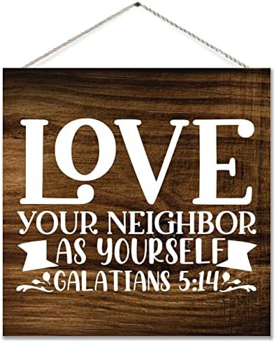 Komşunuzu Kendiniz Gibi Sevin Galatyalılar Ahşap İşareti İncil Ayet Ahşap Plak Dini Hıristiyan Tanrı İsa Dekoratif