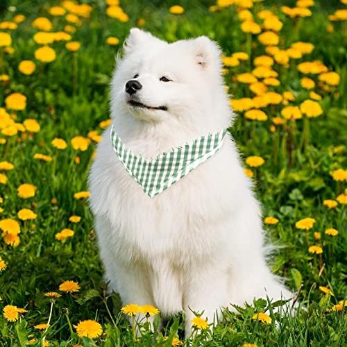 2 Paket Köpek Bandana Yeşil Izgara Haritası Baskı Pet Eşarp Ayarlanabilir Üçgen Önlükler Fular Köpek Aksesuarları