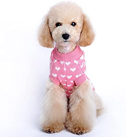 Kış Köpek Kazak Sevimli Sonbahar Kalp Şeftali Kazak Köpek ve Kış Kedi Desen Evcil Hayvan Giysileri Erkek Köpek Giysileri