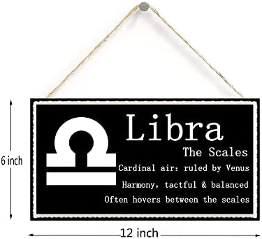 Terazi Terazi-Güzel Manevi Hediye Astroloji Burcu Zodyak Plak 6 inç 12 inç Asılı İşareti, dekoratif Ahşap İşareti