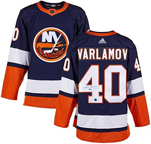 Semyon Varlamov New York Adalıları İmzalı Ters Retro Adidas Forması-İmzalı NHL Formaları