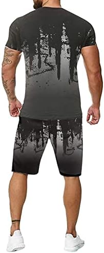 Yaz Eşofman Erkekler için 2 Parça Kıyafetler Kısa kollu T-Shirt ve Şort spor seti Rahat Egzersiz Atletik Eşofman