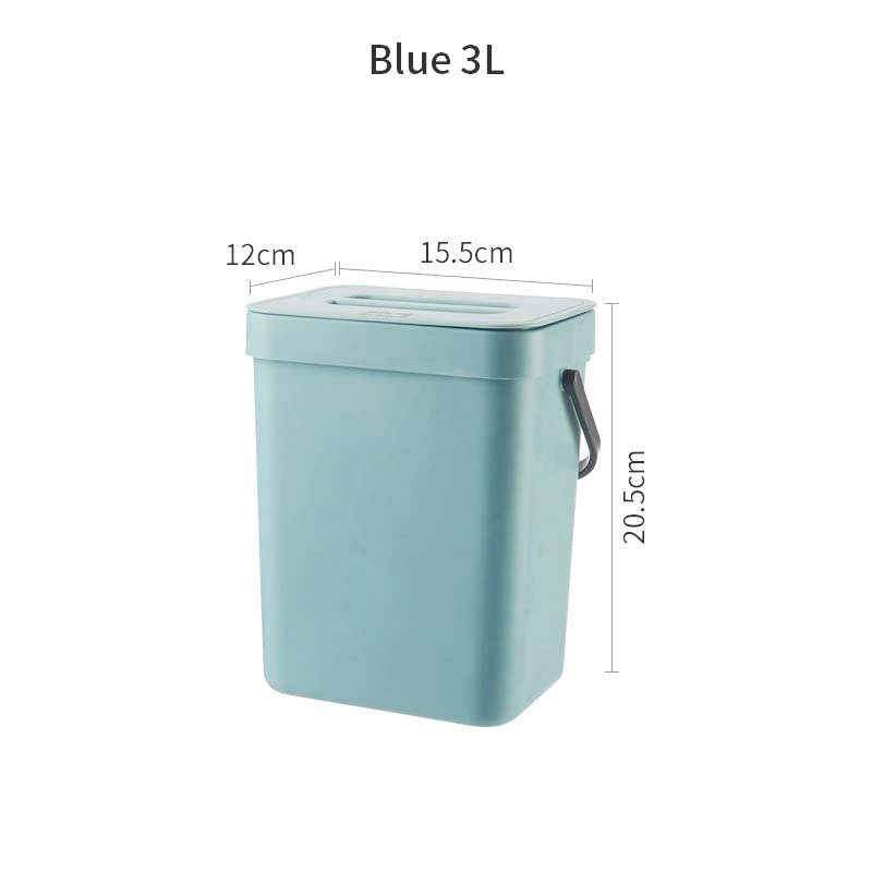 Çöp tenekesi Mutfak, 3L Asılı çöp tenekesi Mutfak Duvara Monte Banyo çöp kutusu Çöp Kovası Tuvalet Kovası, Mavi