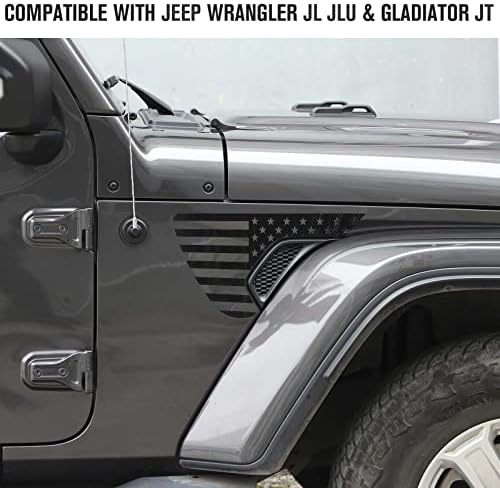 Jimen ile Uyumlu 2018-2023 Jeep Wrangler JL JLU ve Gladyatör JT, 2 ADET Yan Çamurluk Havalandırma Çıkartması Amerikan