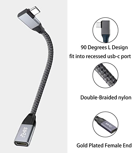 90 Derece USB C Uzatma Kablosu Kısa (1.6 ft), Dik Açı USB C 3.1 Gen2 Erkek dişi Adaptör, Awnuwuy USB Tip C Genişletici