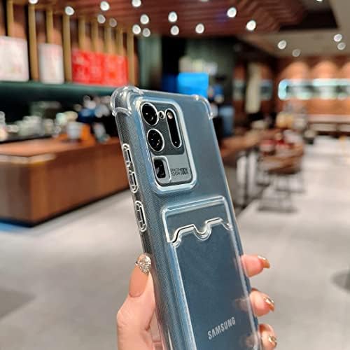 Tuokiou Samsung Galaxy S20 Ultra kılıf ile Uyumlu, cüzdan Telefon Kılıfı Yükseltme Slim Fit Kart Yuvası Şeffaf Kılıf