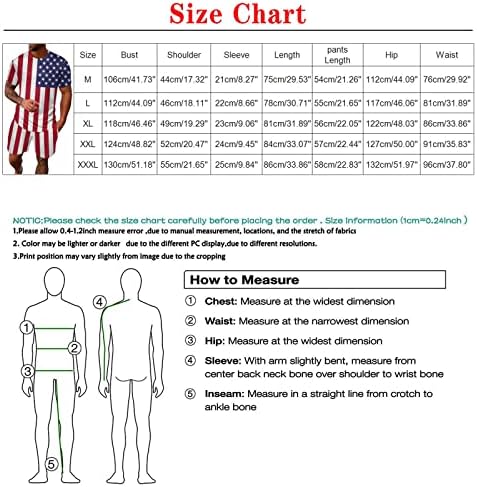 Yaz Büyük ve Uzun Boylu Takım Elbise Erkekler için erkek Rahat Spor Yaz Bağımsızlık Günü Bayrağı Kısa Kollu Set 2