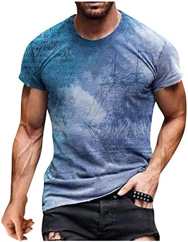 XXBR Asker Kısa Kollu erkek t-shirtleri, Sokak 3D Dijital Baskı Yuvarlak Boyun T Gömlek Egzersiz Atletik Tee Tops
