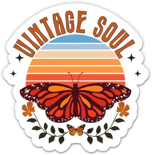 Vintage Soul Sticker-3 laptop etiketi - Su Geçirmez Vinil Araba, Telefon, Su Şişesi-Retro Kelebek Çıkartması