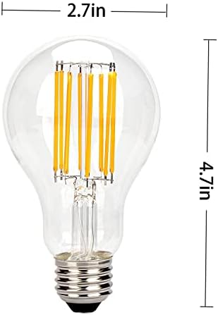 Vintage LED Edison Ampul 100W Eşdeğer 1500 Lümen, Kısılabilir 11W A21 LED Filament Ampuller, Sıcak Beyaz 2700K Antika