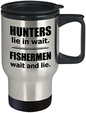 Komik avcı seyahat kupası-Avcılar pusuya yatar. Balıkçılar bekler ve yalan söyler. - erkek arkadaşı koca için ördek