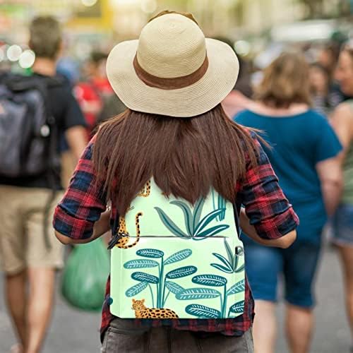 TBOUOBT Deri seyahat sırt çantası Hafif Dizüstü Rahat Sırt Çantası Kadın Erkek, leopar palmiye ağacı hayvan karikatür