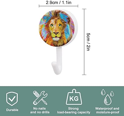 Renk aslan duvar kanca yuvarlak plastik kanca dayanıklı yapışkanlı kanca mutfak banyo için 10 paket