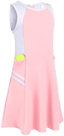 Zaclotre Kızlar Tenis Golf Elbise Kıyafet Atletik Elbise Cepler ile Kolsuz Spor Elbise Şort Giyim Setleri