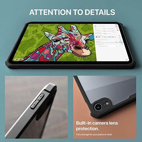 TineeOwl iPad 10 Kılıfı (2022 10.9 inç | 10. Nesil) Ultra İnce, Şeffaf Arka, Esnek TPU Şoku Emer, Hafif (Siyah / Şeffaf