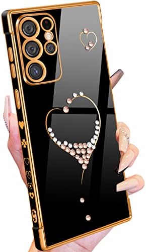 Samsung Galaxy S23 Ultra Kılıf için Petitian, Sevimli Kadın Kızlar Bling Glitter Kalp Galaxy S23 Ultra için Tasarlanmış