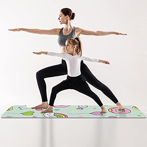 Kalın Kaymaz Egzersiz ve Fitness 1/4 yoga mat Unicorn Tatlı Balon Baskı Yoga Pilates ve Zemin Fitness Egzersiz (61x183cm)