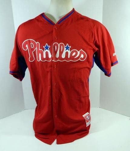 2014-15 Philadelphia Phillies Pete Lavin 2 Oyun Kullanılmış Kırmızı Forma ST BP 46 509 - Oyun Kullanılmış MLB Formaları