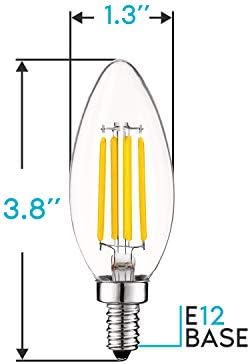 LUXRİTE Vintage Şamdan LED Ampul 60W Eşdeğer, 550 Lümen, 3000K Yumuşak Beyaz, LED Avize Ampuller 5W, Kısılabilir,