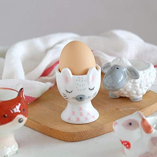 Hayvan şekli Tavşan Yıkanabilir seramik yumurtalık tutucu sert haşlanmış yumurta konteyner mikrodalga kahvaltı için