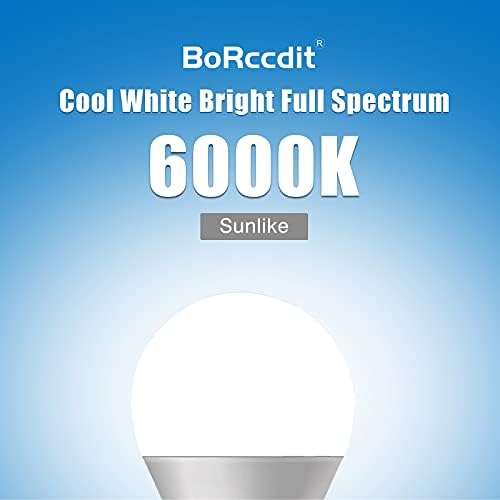 BoRccdıt tam spektrum ampul 4PK, 6000K doğal güneş ışığı ampulleri, parlak ampuller 9W 60W eşdeğer, soğuk beyaz rahat