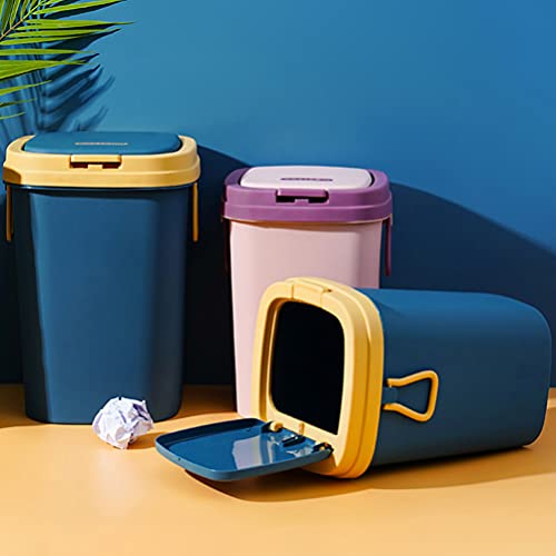 LIOOBO Ofis çöp kutuları Plastik çöp tenekesi çöp sepeti ile Basın Tipi Kapak çöp konteyneri Kutuları için Banyo Toz