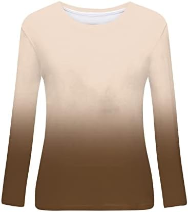 Kadın Gömlek Casual Gevşek Uzun Kollu Crewneck Tişörtleri Kravat Boya Grafik Bluz Moda Degrade Kazak Bluz Tops