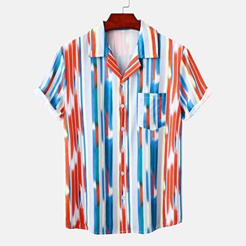 Erkek Moda T Shirt Spor T Shirt Serin Tişörtü Erkekler için Vintage Hawaii Gömlek Düğme Aşağı Bluz Baskı Yaka