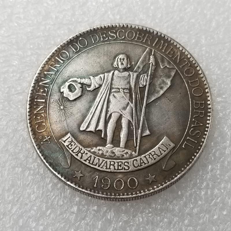 Antika Zanaat 1900 Brezilya 4000 Gümüş Kaplama Gümüş Dolar Yabancı Para Antika 2